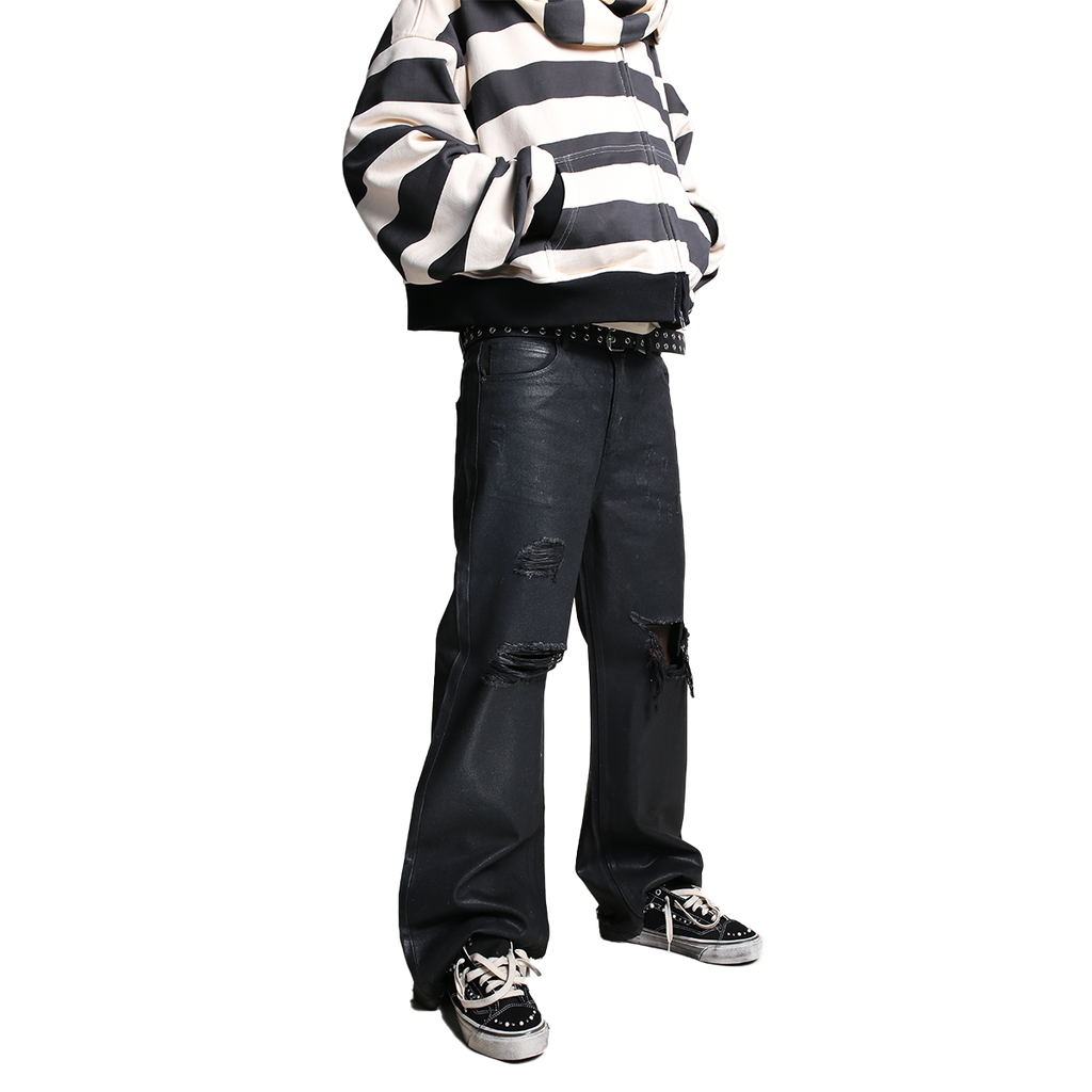 "Leather Waxed" Thrashed Denim