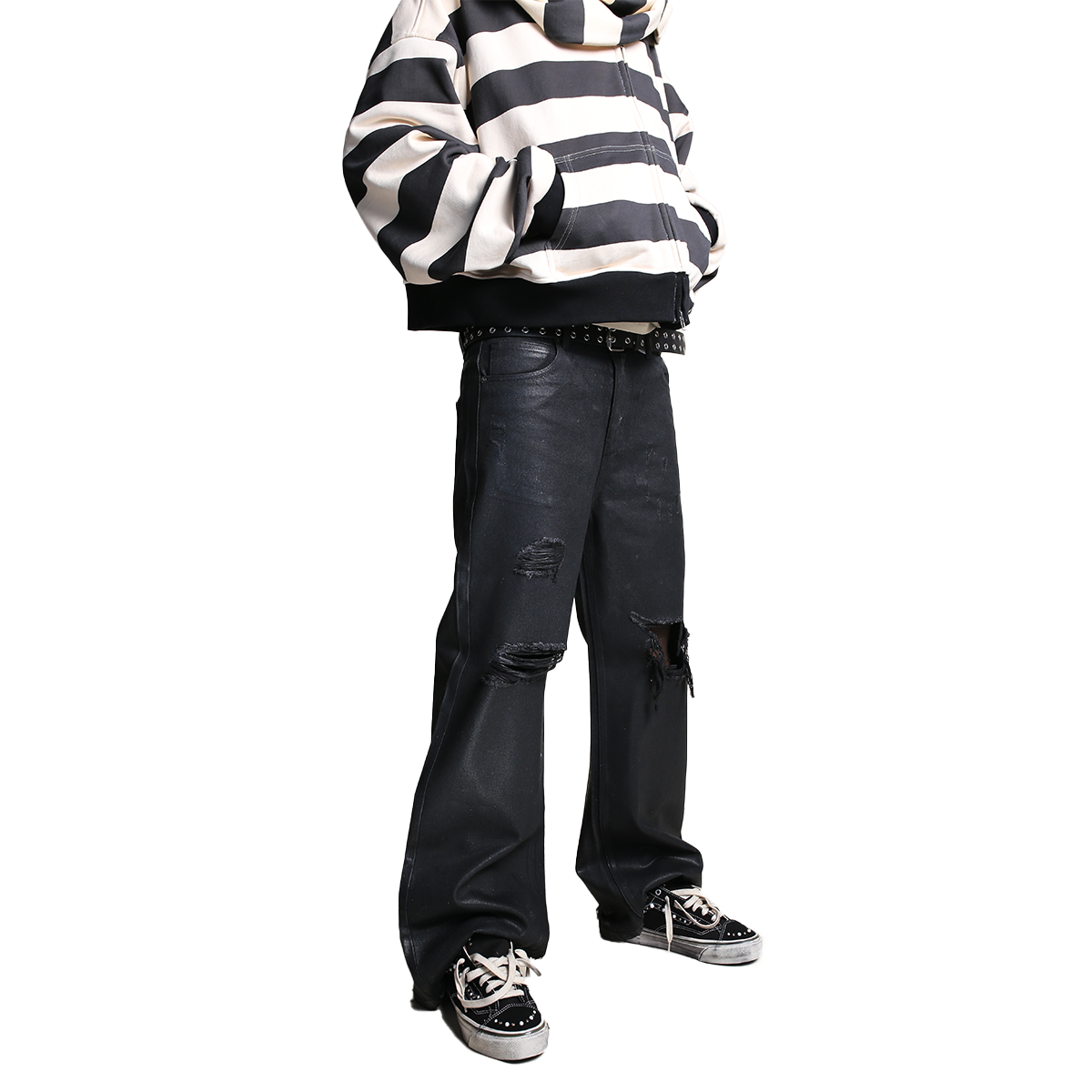 "Leather Waxed" Thrashed Denim