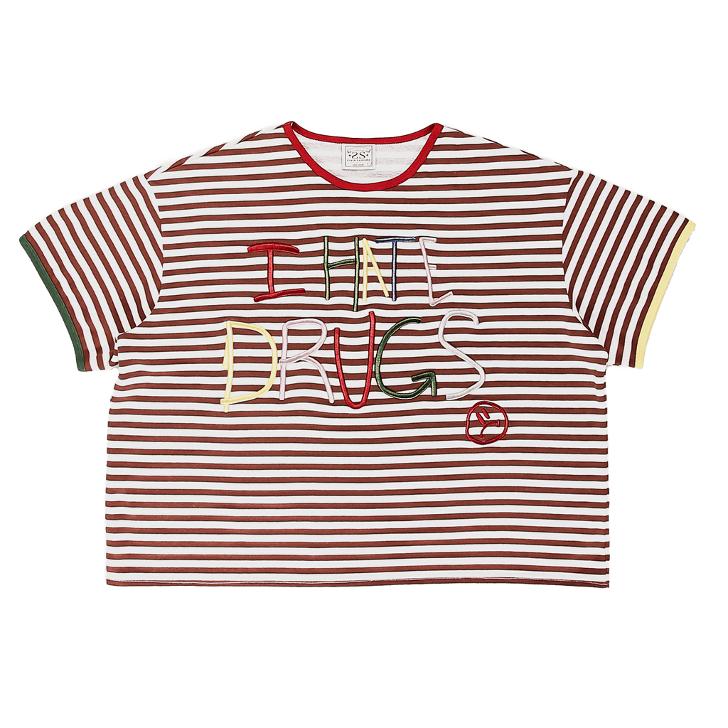 Brown “I Hate Drugs” Ringer Tee