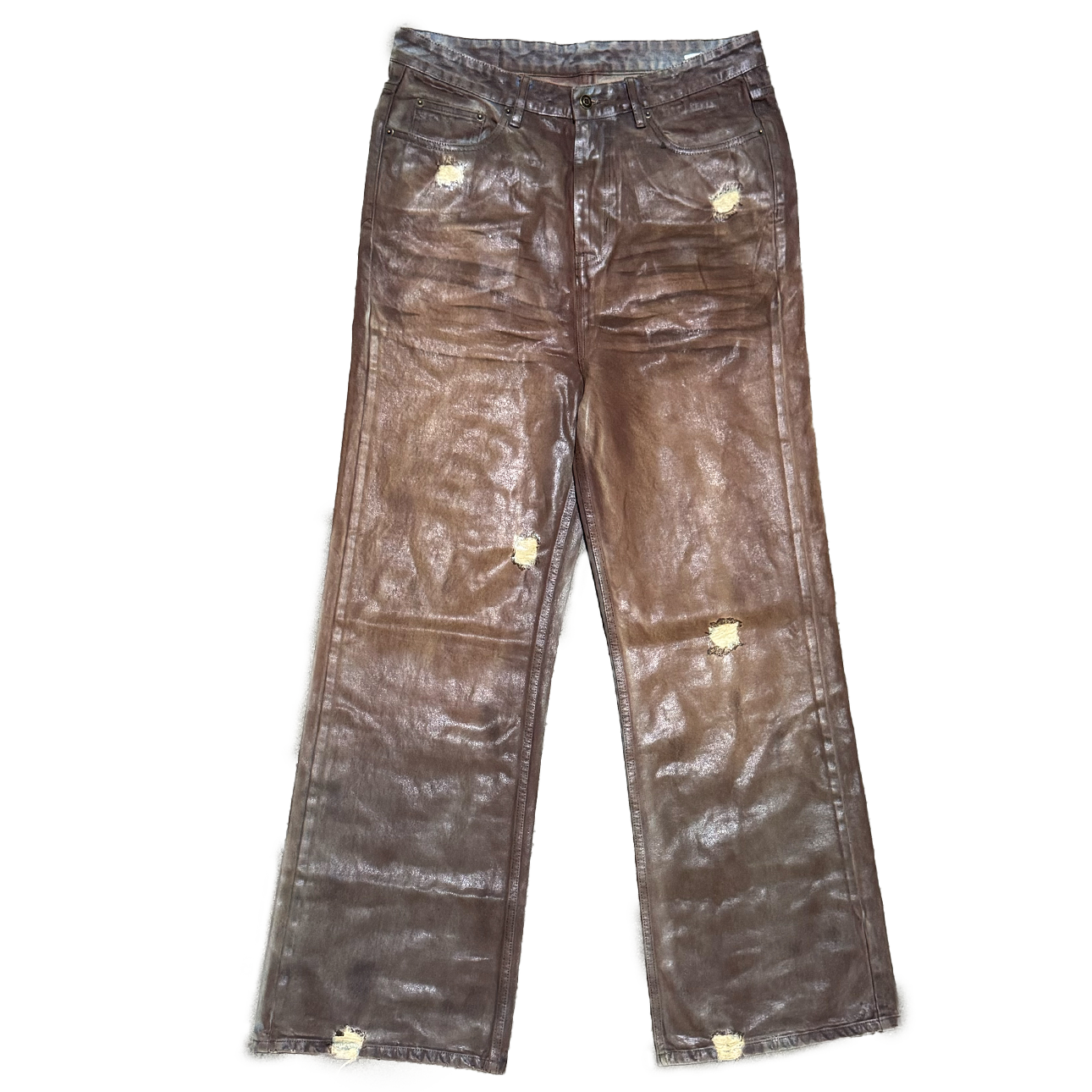"Coffee Bean" Leather Waxed Rhinestone Denim