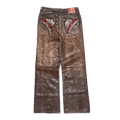 "Coffee Bean" Leather Waxed Rhinestone Denim