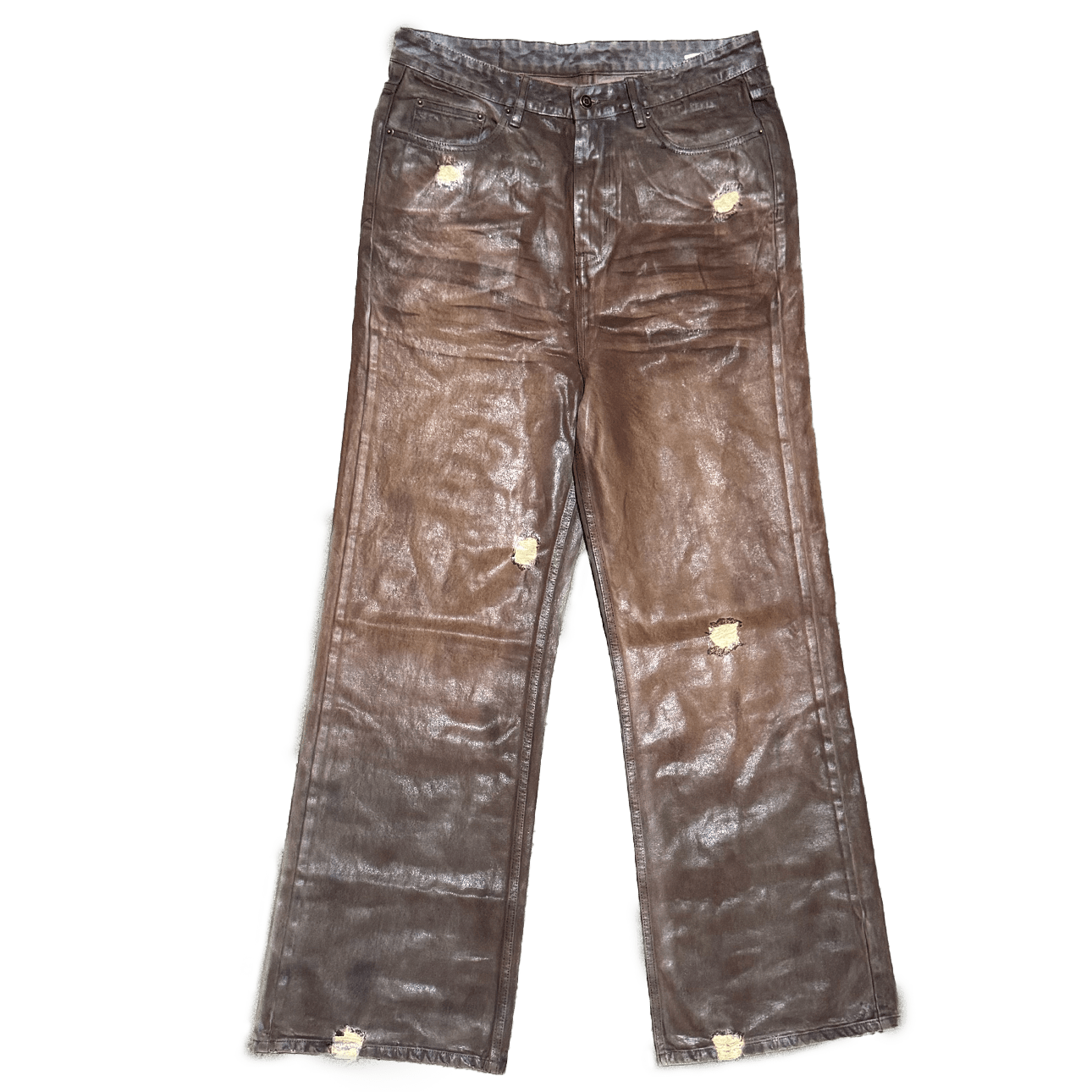 "Coffee Bean" Leather Waxed Rhinestone Denim