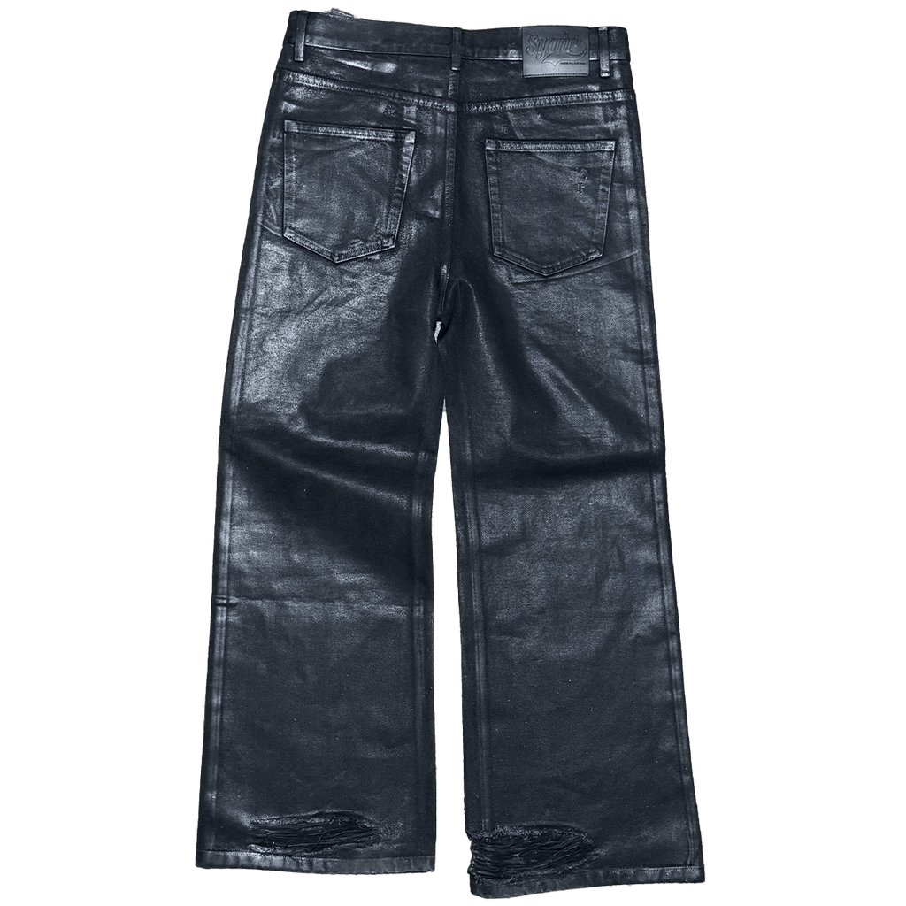 "Leather Waxed" Thrashed Denim