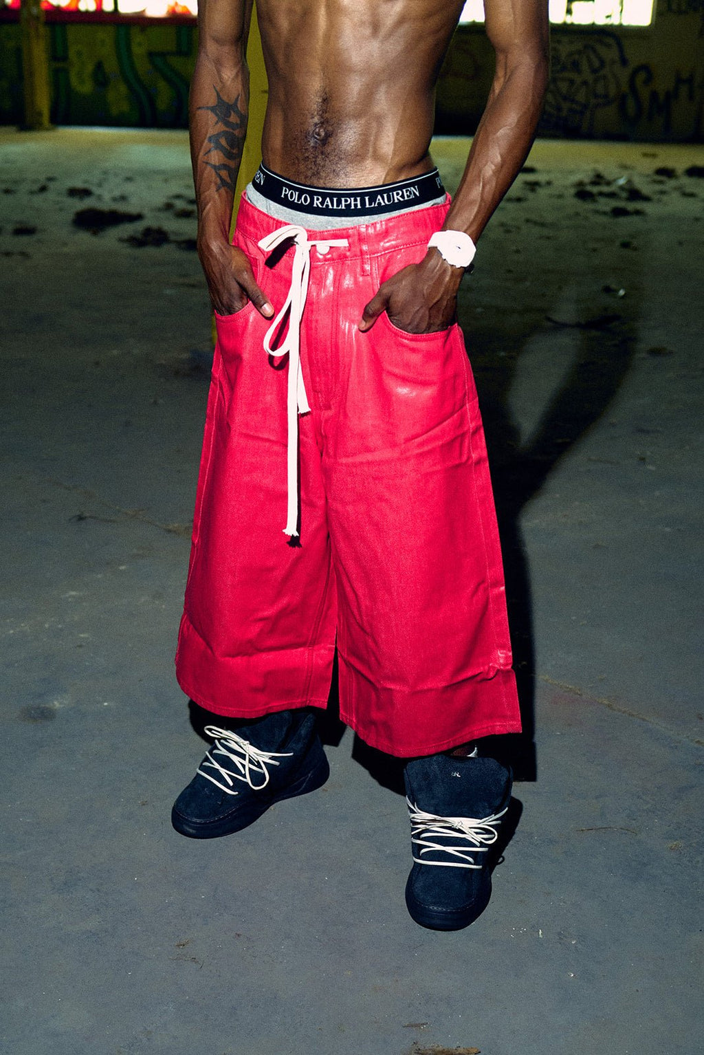 Red Waxed Canvas Shorts