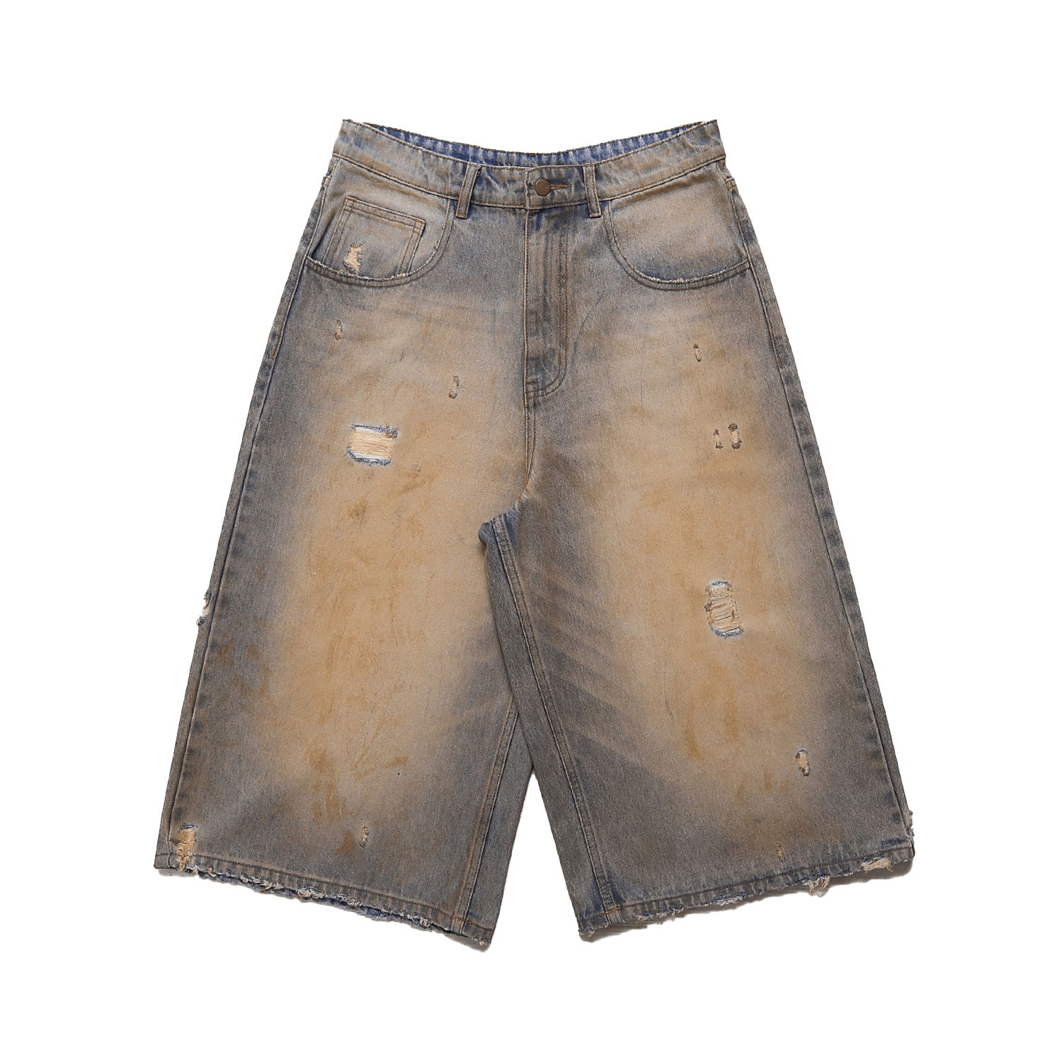 Washed Caramel Denim Shorts